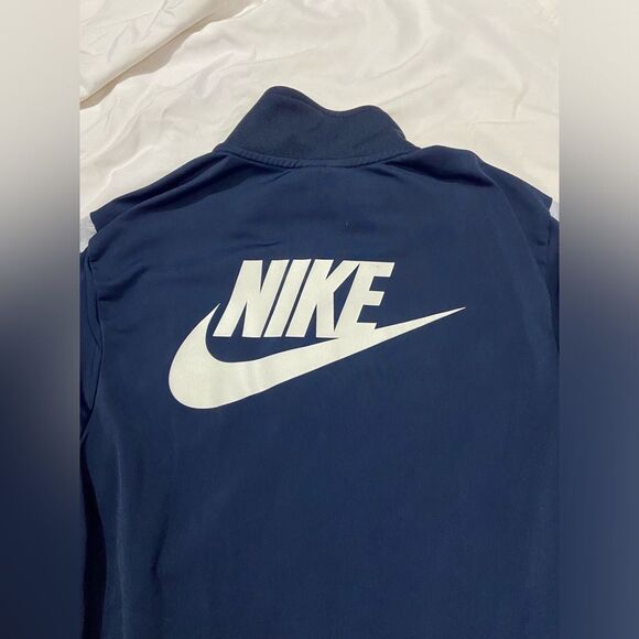NIKE Navy + White Stripe Full Zip Jacket Small Athletic Track Suit Jacket - Picture 3 of 12